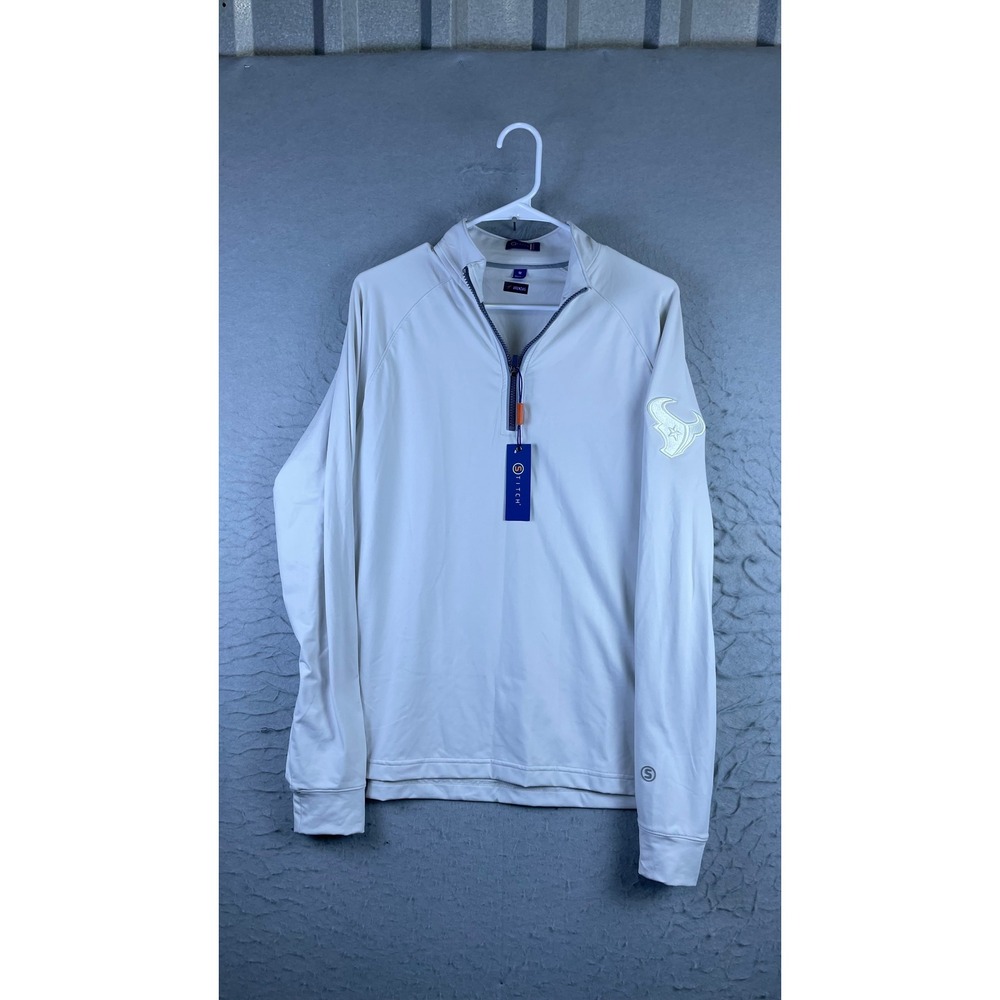 Stitch Golf Houston Texans Pullover Mens M White New 1/4 Zip Performance Stretch